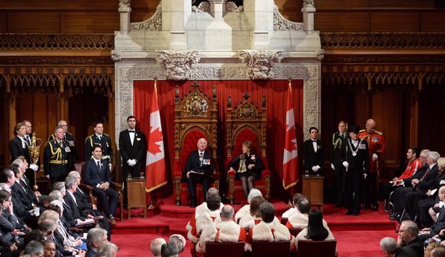Governor General David Johnston delivers the speech from the throne in the Senate Chamber on Parliament Hill in Ottawa, Friday December 4, 2015. he 43rd session of Parliament — and a new era of minority government — opens today with a speech from the throne that will emphasize the issues on which Justin Trudeau's Liberals believe they can find common ground with opposition parties. THE CANADIAN PRESS/Sean Kilpatrick