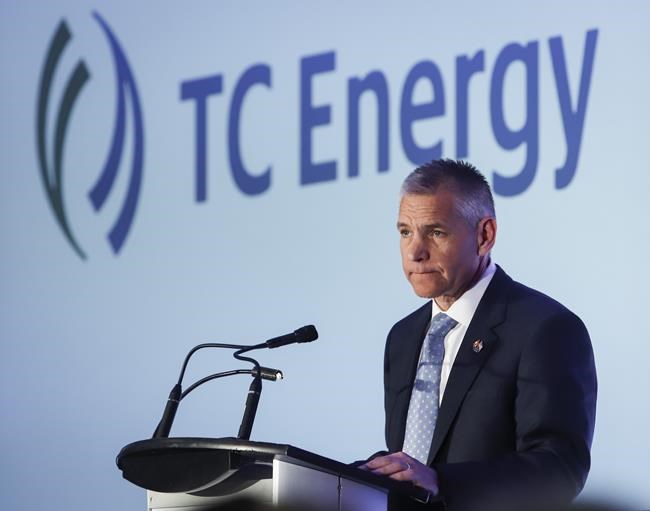 TransCanada president and CEO Russ Girling addresses the company's annual meeting after shareholders approved a name change to TC Energy in Calgary on May 3, 2019. Pipeline and power company TC Energy Corp. is reporting net income of $1.1 billion in the three months ended Dec. 31, matching its performance in the same period of 2018. The Calgary-based company's reported earnings per share were $1.18, down a penny from the year-earlier period but well ahead of analyst expectations of $1.03, according to financial markets data firm Refinitiv. THE CANADIAN PRESS/Jeff McIntosh