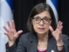 Quebec Health and Social Services Minister Danielle McCann responds to questions, Wednesday, April 3, 2019 at the legislature in Quebec City. McCann says the government is evaluating whether to allow the world figure skating championships to go ahead next week in Montreal. THE CANADIAN PRESS/Jacques Boissinot