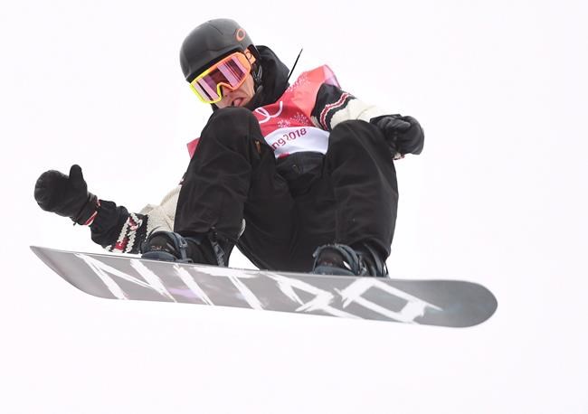 Sebastien Toutant of Canada competes in the men's snowboard big air final at the 2018 Winter Olympic Games in Pyeongchang, South Korea, Saturday, Feb. 24, 2018. Toutant says he