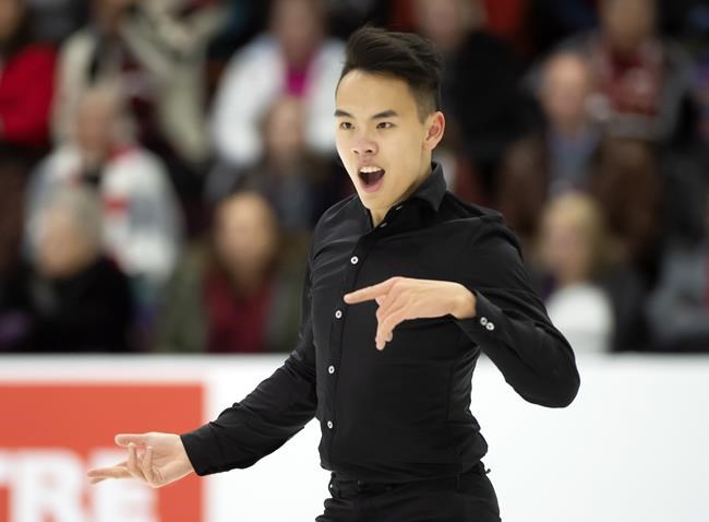 9Nam Nguyen performs during the Men's Short program at the 2020 Canadian Tire National Skating Championships in Mississauga, Ont., on January 17, 2020. Two-time Canadian champion Nam Nguyen was among the athletes named to Canada's world championship figure skating team on Thursday. Nguyen, from Ottawa, will be Canada's sole representative in the men's competition at the 2020 world championships. THE CANADIAN PRESS/Frank Gunn