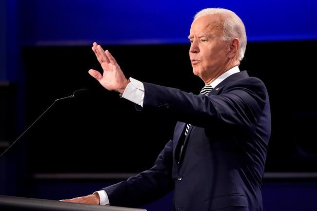 Democratic presidential candidate former Vice President Joe Biden gestures during the first presidential debate Tuesday, Sept. 29, 2020, at Case Western University and Cleveland Clinic, in Cleveland, Ohio. (AP Photo/Julio Cortez)
