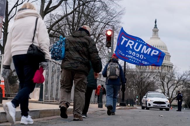 Trump supporters walk past the Dome of the Capitol Building in Washington, Wednesday, Jan. 6, 2021. (AP Photo/Andrew Harnik)