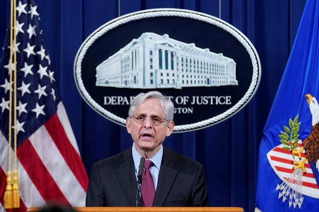 Attorney General Merrick Garland speaks about a jury's verdict in the case against former Minneapolis Police Officer Derek Chauvin in the death of George Floyd, at the Department of Justice, Wednesday, April 21, 2021 in Washington. (AP Photo/Andrew Harnik, Pool)