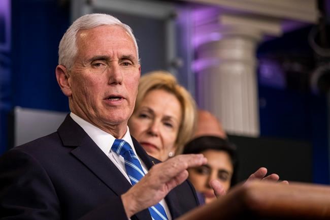 Vice President Mike Pence, with, White House coronavirus response coordinator Dr. Deborah Birx and administrator of the Centers for Medicare and Medicaid Services Seema Verma, right, speaks to reporters during a briefing on coronavirus in the Brady press briefing room of the White House, Tuesday, March 10, 2020 in Washington. (AP Photo/Manuel Balce Ceneta)