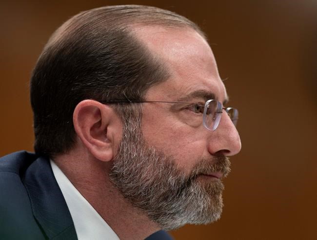 Secretary of Health and Human Services Alex Azar testifies before a Senate Appropriations subcommittee on President Donald Trump's budget request for fiscal year 2021, on Capitol Hill in Washington, Tuesday, Feb. 25, 2020. President Donald Trump said Tuesday that the urgent $2.5 billion plan for coronavirus he sent to lawmakers will prepare the nation in case of an outbreak in the U.S. and help other nations unprepared to handle the threat. (AP Photo/J. Scott Applewhite)