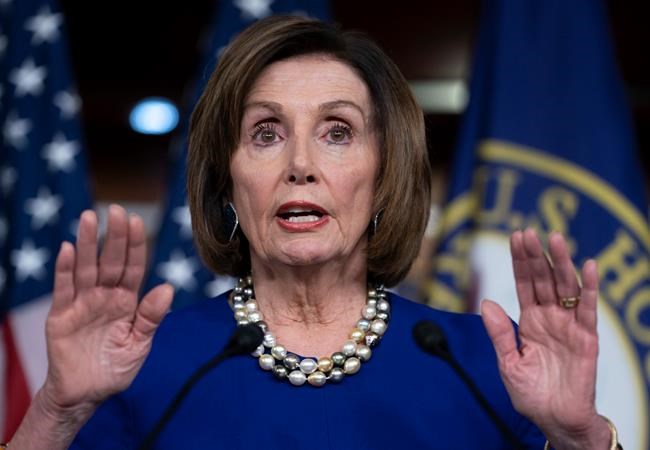 Speaker of the House Nancy Pelosi, D-Calif., holds a news conference the morning after the impeachment of President Donald Trump ended in acquittal, at the Capitol in Washington, Thursday, Feb. 6, 2020. (AP Photo/J. Scott Applewhite)