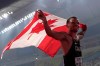Andre de Grasse of Canada reacts after taking the silver medal in the men's 200 meter final at the World Athletics Championships in Doha, Qatar, Tuesday, Oct. 1, 2019. The Canadian Olympic and Paralympic track and field trials for next year's Tokyo Games will remain in Montreal. THE CANADIAN PRESS/AP Photo-Nariman El-Mofty