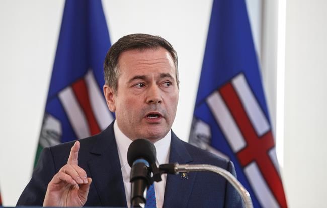 Alberta Premier Jason Kenney comments on the Teck mine decision in Edmonton on Monday, February 24, 2020. Alberta politicians are returning to the legislature with a promise of new legislation targeting protesters who set up blockades. THE CANADIAN PRESS/Jason Franson