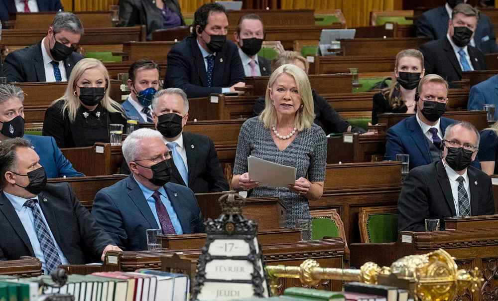 Interim Conservative leader Candice Bergen speaks about the implementation of the Emergencies Act, Thursday, February 17, 2022 in Ottawa. (Adrian Wyld / the Canadian Press)