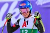 United States' Mikaela Shiffrin gets to the finish area after completing an alpine ski, women's World Cup super-G, in Bansko, Bulgaria, Sunday, Jan. 26, 2020. (AP Photo/Pier Marco Tacca)