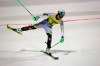 Norway's Sebastian Foss Solevaag crosses the finish line of an alpine ski, men's World Cup slalom in Madonna di Campiglio, Italy, Tuesday, Dec. 22, 2020. (AP Photo/Alessandro Trovati)