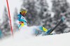 United States' Benjamin Ritchie loses his balance during an alpine ski, men's World Cup slalom, in Lenzerheide, Switzerland, Sunday, March 21, 2021. (AP Photo/Gabriele Facciotti)