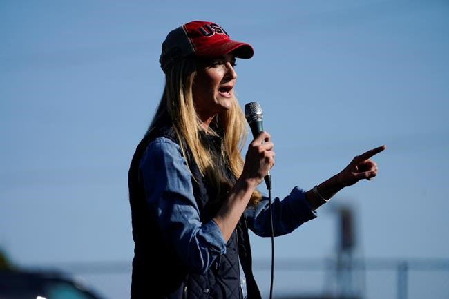 Sen. Kelly Loeffler, R-Ga., speaks at a campaign rally on Saturday, Jan. 2, 2021, in Cumming, Ga. (AP Photo/Brynn Anderson)