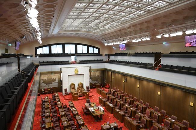 A new report from a committee of senators says the country is ill-prepared to handle a second wave of COVID-19. The Senate of Canada building and Senate Chamber are pictured in Ottawa on Monday, Feb. 18, 2019. CANADIAN PRESS/Sean Kilpatrick