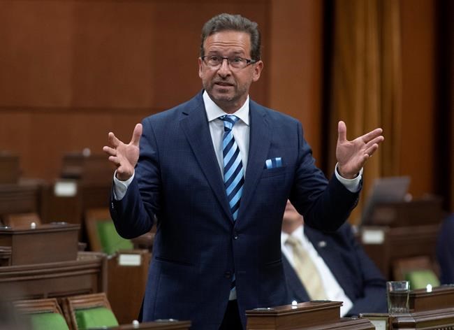 Bloc Quebecois Leader Yves-Francois Blanchet rises during a sitting of the Special Committee on the COVID-19 Pandemic in the House of Commons in Ottawa, Wednesday, Aug. 12, 2020. THE CANADIAN PRESS/Adrian Wyld