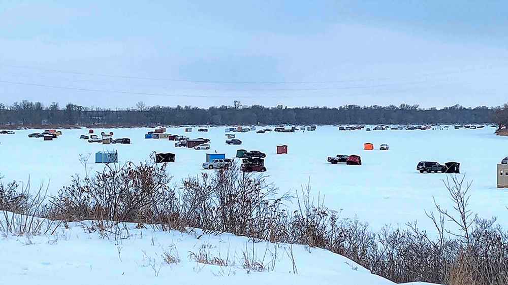 Ice fishing on the Red River north of Winnipeg. (File photo courtesy RCMP)