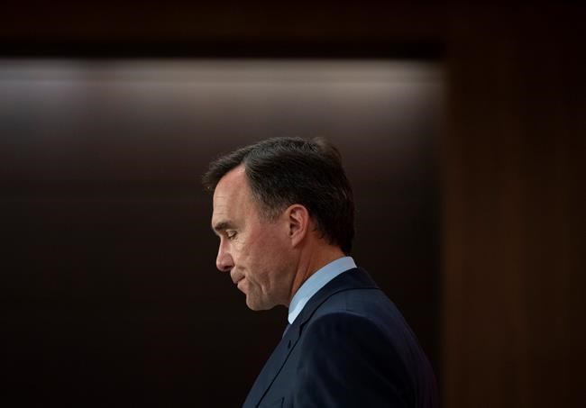 Minister of Finance Bill Morneau announces his resignation during a news conference on Parliament Hill in Ottawa, on Monday, Aug. 17, 2020. THE CANADIAN PRESS/Justin Tang