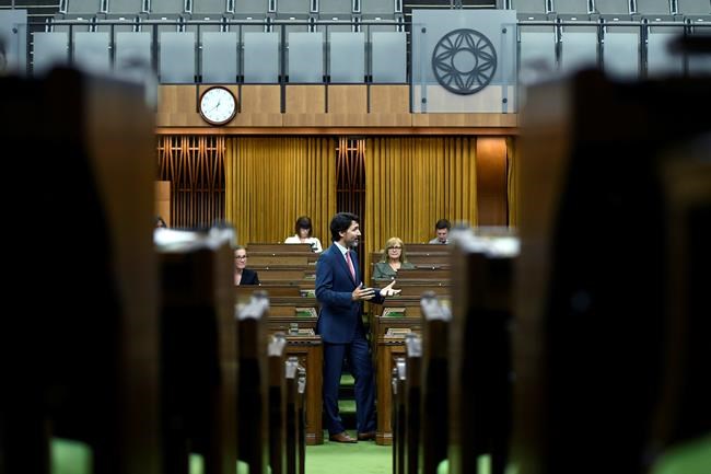 Prime Minister Justin Trudeau rises during a meeting of the Special Committee on the COVID-19 Pandemic in the House of Commons on Parliament Hill in Ottawa, on Tuesday, June 16, 2020. THE CANADIAN PRESS/Justin Tang