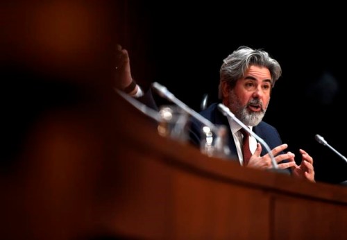 Leader of the Government in the House of Commons Pablo Rodriguez speaks at a press conference on COVID-19, at West Block on Parliament Hill in Ottawa, on Wednesday, March 18, 2020. THE CANADIAN PRESS/Justin Tang