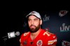 In this Wednesday, Jan. 29, 2020 photo, Kansas City Chiefs offensive guard Laurent Duvernay-Tardif (76) speaks during a news conference in Aventura, Fla., for the NFL Super Bowl 54 football game. THE CANADIAN PRESS/AP, Brynn Anderson