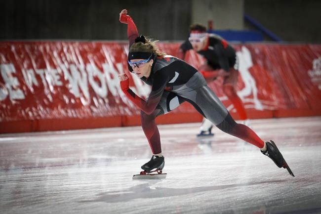 Speed skater Ivanie Blondin at the Olympic Oval in Calgary, Alta., Friday, Dec. 20, 2019.THE CANADIAN PRESS/Jeff McIntosh