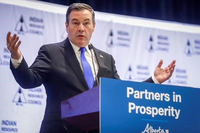 Alberta Premier Jason Kenney delivers remarks at the Indigenous Participation in Major Projects conference in Calgary, Alta., Wednesday, Feb. 26, 2020.THE CANADIAN PRESS/Jeff McIntosh