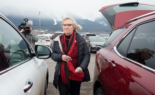 Minister of Crown-Indigenous Relation, Carolyn Bennett arrives in Smithers, B.C., Thursday, Feb. 27, 2020. The Minister, along with Provincial counterparts, will meet later today with Wet'suwet'en hereditary chiefs. THE CANADIAN PRESS/Jonathan Hayward