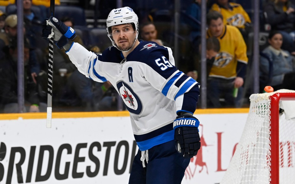 CP
Mark Scheifele celebrates after scoring 25 seconds into the third period against Nashville, where the Jets lost 5-2. (Mark Zaleski / The Associated Press files)