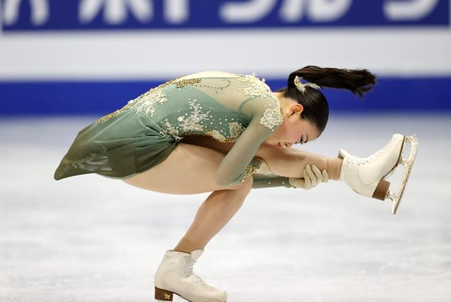 Japan's Rika Kihira performs during the ladies' single free skating competition in the ISU Four Continents Figure Skating Championships in Seoul, South Korea, Saturday, Feb. 8, 2020. (AP Photo/Lee Jin-man)