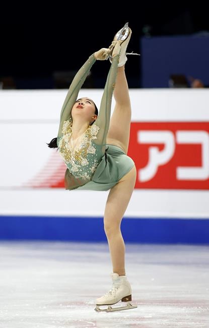 Japan's Rika Kihira performs during the ladies' single free skating competition in the ISU Four Continents Figure Skating Championships in Seoul, South Korea, Saturday, Feb. 8, 2020. (AP Photo/Lee Jin-man)