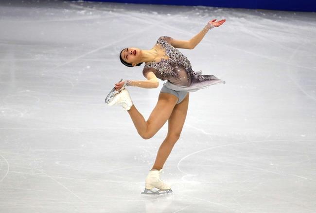South Korea's You Young performs during the ladies' single short program competition in the ISU Four Continents Figure Skating Championships in Seoul, South Korea, Thursday, Feb. 6, 2020. (AP Photo/Lee Jin-man)