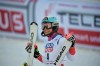 Wendy Holdener of Switzerland reacts after crossing the finish line in the second run of the women's slalom race of the FIS Ski Alpine World Cup in Are, Sweden, Friday, March 12, 2021. (Pontus Lundahl/TT News Agency via AP)