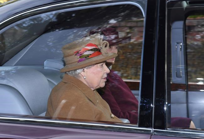 Britain's Queen Elizabeth II arrives to attend a morning church service at St Mary Magdalene Church in Sandringham, England, Sunday Jan. 12, 2020. Prince Harry and his wife Meghan have declared they will “work to become financially independent” as part of a surprise announcement saying they wish