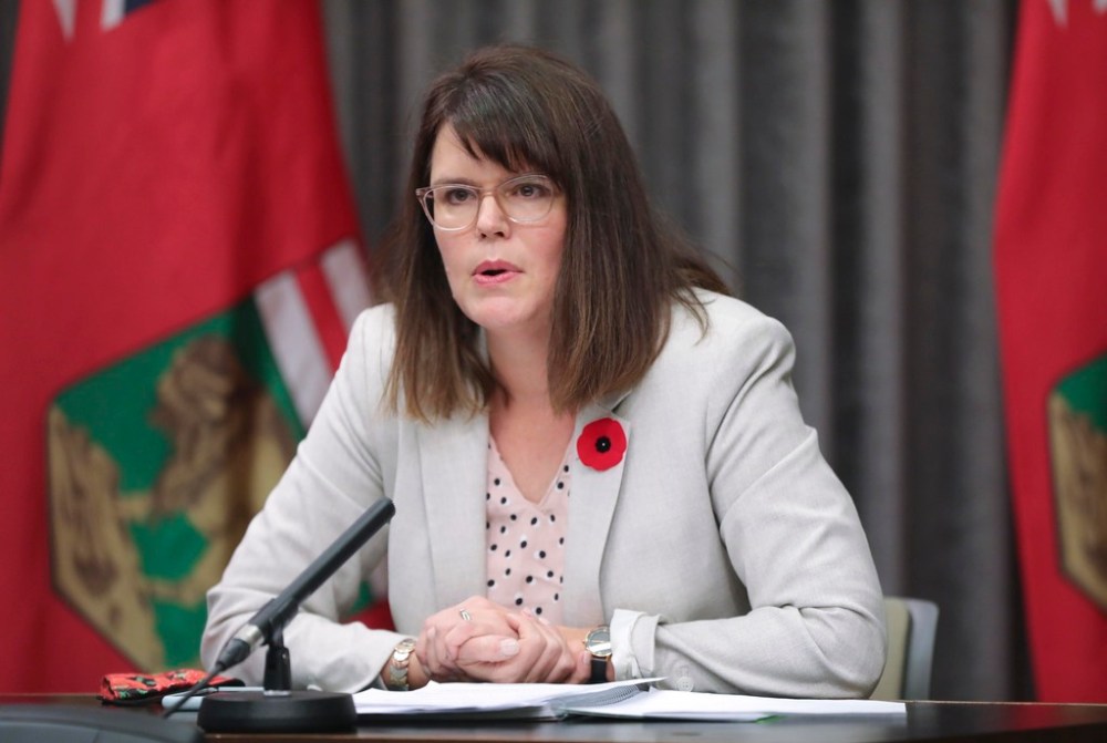 Ruth Bonneville
Dana Rudy, deputy minister, Manitoba Education announces supports for remote learning at press conference at the Legislative Building, Monday.