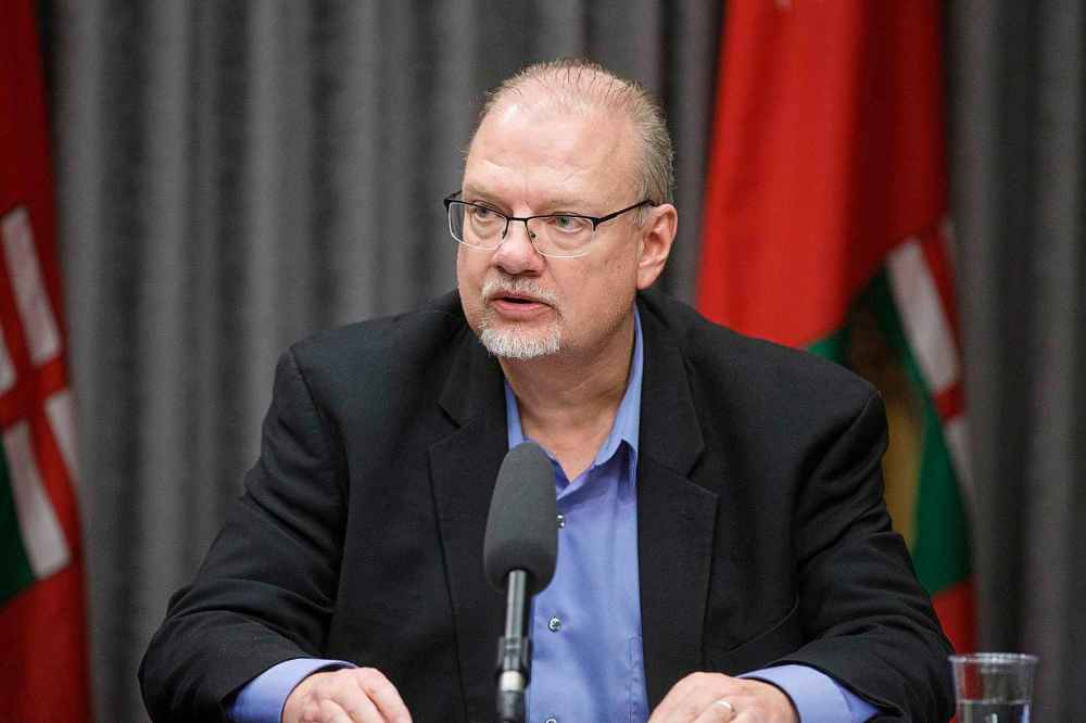 MIKE DEAL / WINNIPEG FREE PRESS
Education Minister Kelvin Goertzen announces that Manitoba's public schools will be closed for three weeks, starting March 23, as a proactive measure to slow the spread of the COVID-19 virus Friday afternoon at the Manitoba.