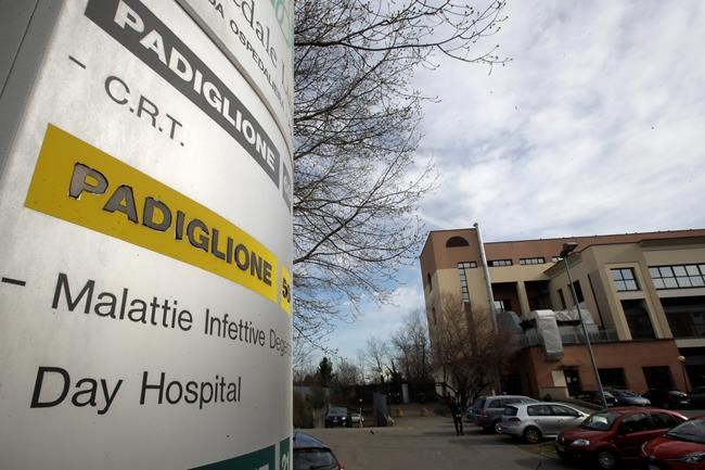 A sign of the infectious diseases department of the Luigi Sacco hospital, in Milan, Italy, Friday, 21, 2020. In Italy, three more people, from two Lombardy towns, tested positive for the virus, the first cases of contagion among Italians who hadn’t been to China, authorities said. (AP Photo/Luca Bruno)