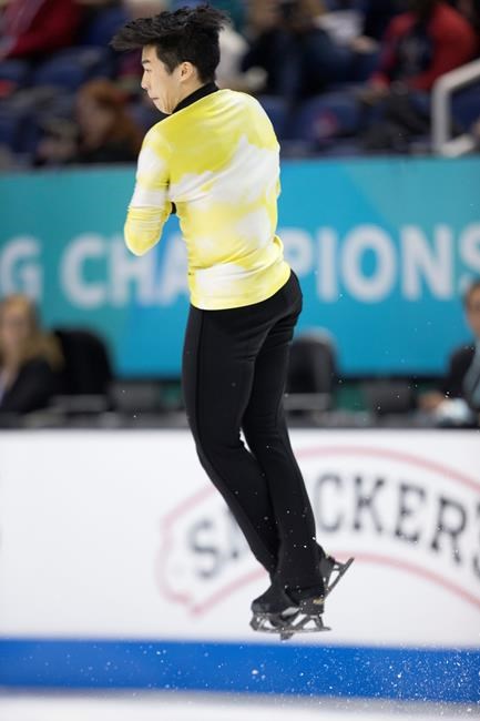 Nathan Chen performs his men's free skate program at the U.S. Figure Skating Championships, Sunday, Jan. 26, 2020, in Greensboro, N.C. (AP Photo/Lynn Hey)