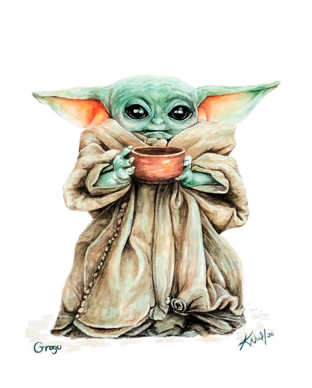 Neil can paint anything from flowers to Baby Yoda.
