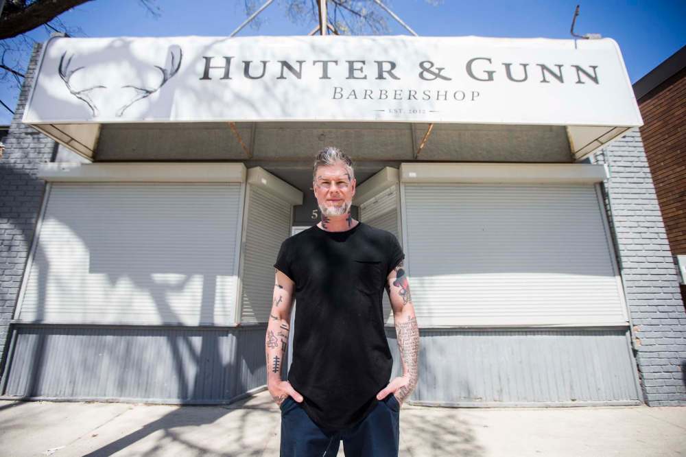 MIKAELA MACKENZIE / WINNIPEG FREE PRESS
Jeremy Regan, owner of Hunter & Gunn, has been forced to shutter his barbershop yet again.