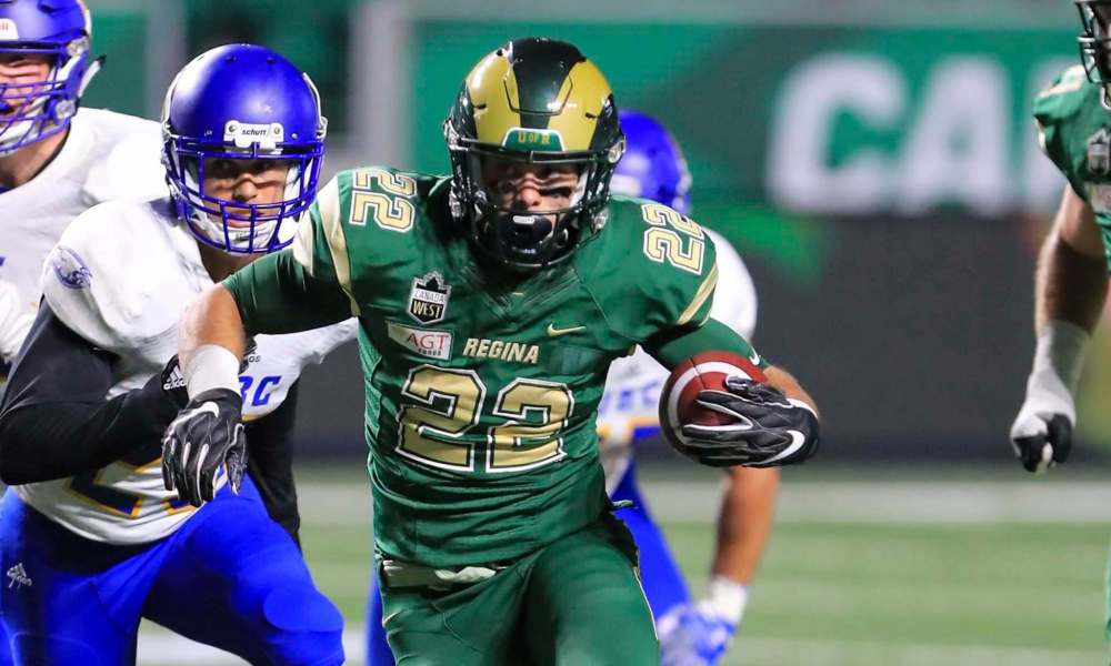 PIPER SPORTS PHOTOGRAPHY
Jumping back to 2018, Borsa started the season as Regina's backup running back but ended up making three starts as the sophomore who was their starter went down with a concussion in Week 1.