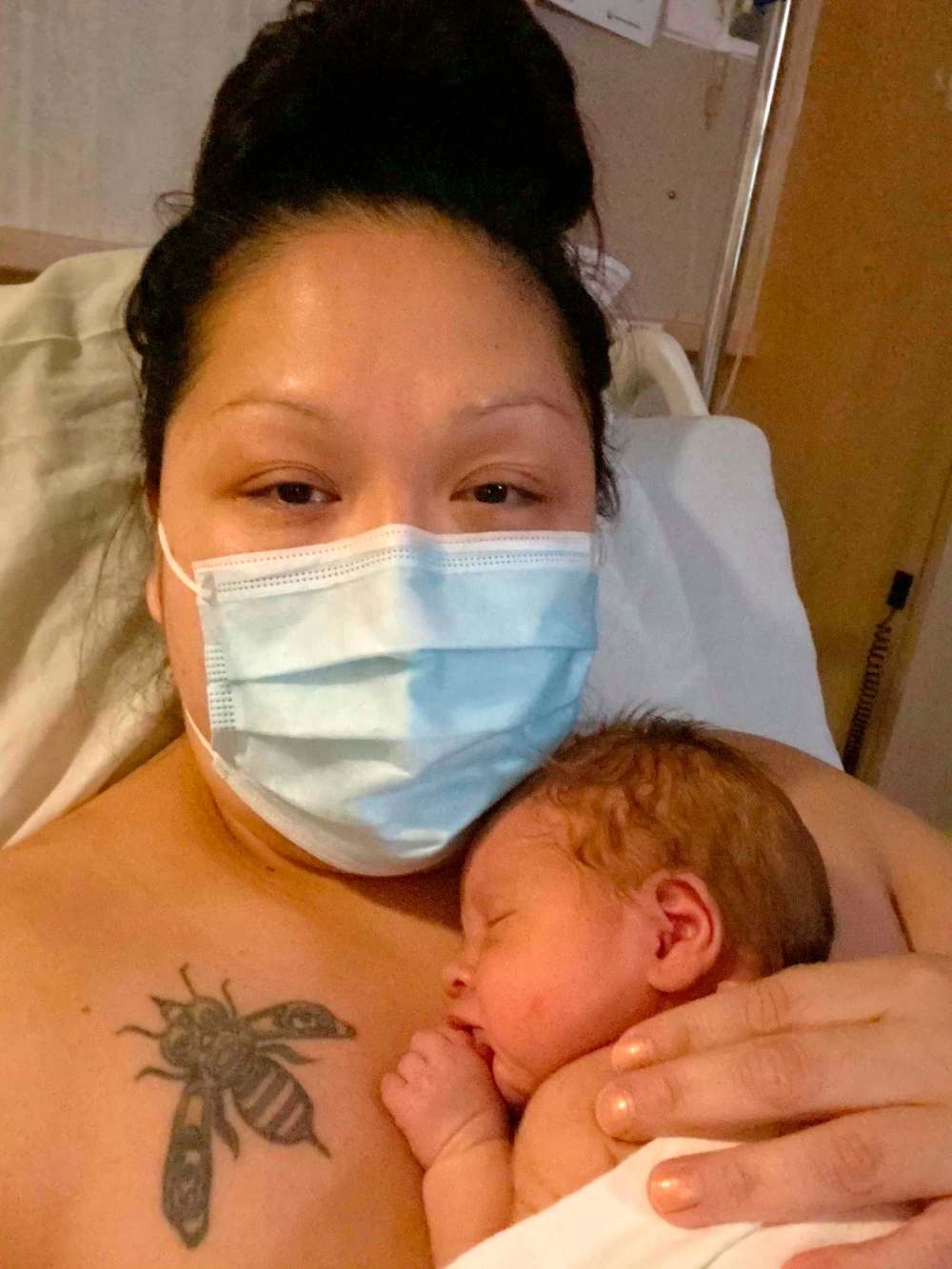 Shaneen Robinson-Desjarlais tested positive for COVID days after giving birth to her third son in April, and was re-admitted to hospital Sunday because of severe inflammation in her lungs. (Supplied)