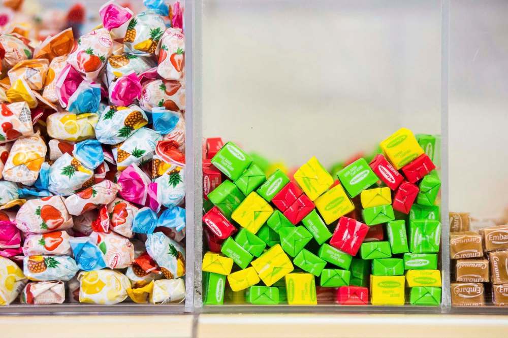 The colourful colourful selection of gummies, licorice and chocolates at the store's