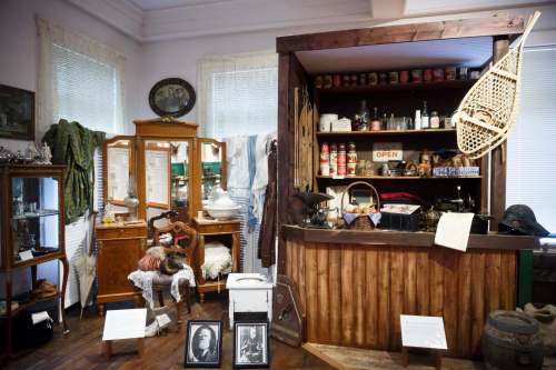 One of the many displays that hold several objects that were commonly used by locals of the St. James area. (Mike Deal / Winnipeg Free Press)