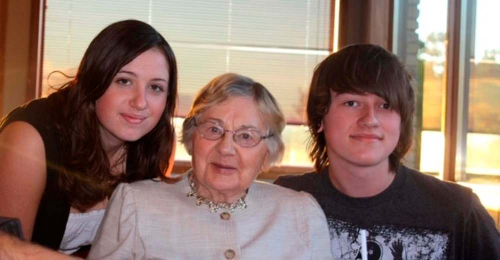Jeannette Henderson, middle, with grandchildren Lauren, left, and Glen Henderson.