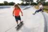 JOHN WOODS / WINNIPEG FREE PRESS
Jaimie Isaac and her son James skateboard at Chornick Park. Jaimie skated in the park herself when she was a kid.