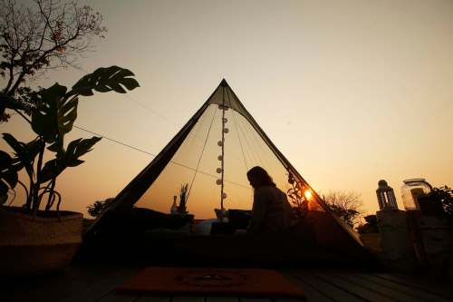 Photos by JOHN WOODS / WINNIPEG FREE PRESS
Shaelene Demeria, co-owner of Backyard Bookings, with one of her rentable teepee-style tents .