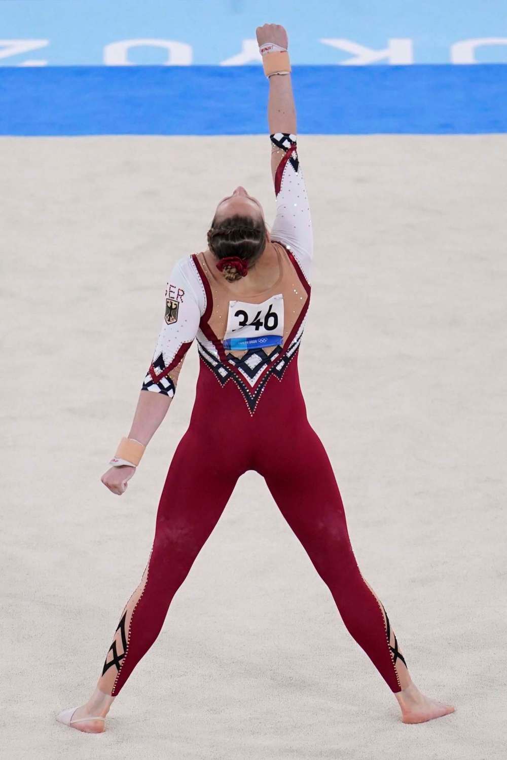 Sarah Voss and the rest of the German women’s gymnastics team made headlines last week for wearing ankle-length unitards, as opposed to high-cut leotards. The outfits were billed as a stand against sexualization in the sport and a bid to prioritize athlete comfort over aesthetic ideals. (Gregory Bull / The Associated Press file)