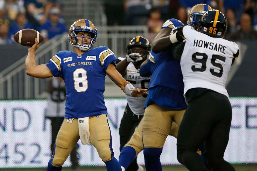 Zach Collaros was 18-for-26 with for 217 passing yards and two touchdowns, along with three carries for another 23 yards on the ground. (John Woods / The Canadian Press)