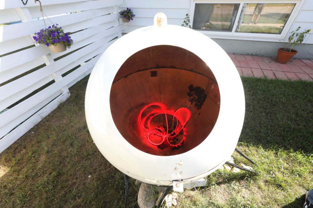 RUTH BONNEVILLE / WINNIPEG FREE PRESS
Broose inserted a red light inside the Orbit to make it glow after dark.